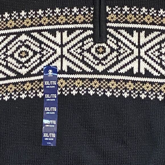 Izod 1/4 Zip Fair Isle Black Sweater Cotton Blend NWT Men’s Size 2XL NEW - Picture 6 of 13